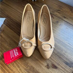 Dex Flex Comfort Beige Women's Wedge Dress Shoes